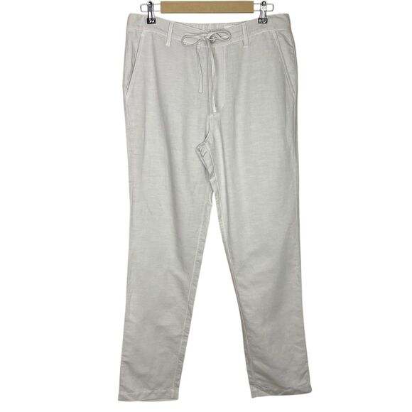 AG Adriano Goldschmied Linen Pants Mens 32 Beige Trouser Coastal Beach Preppy - Picture 1 of 14
